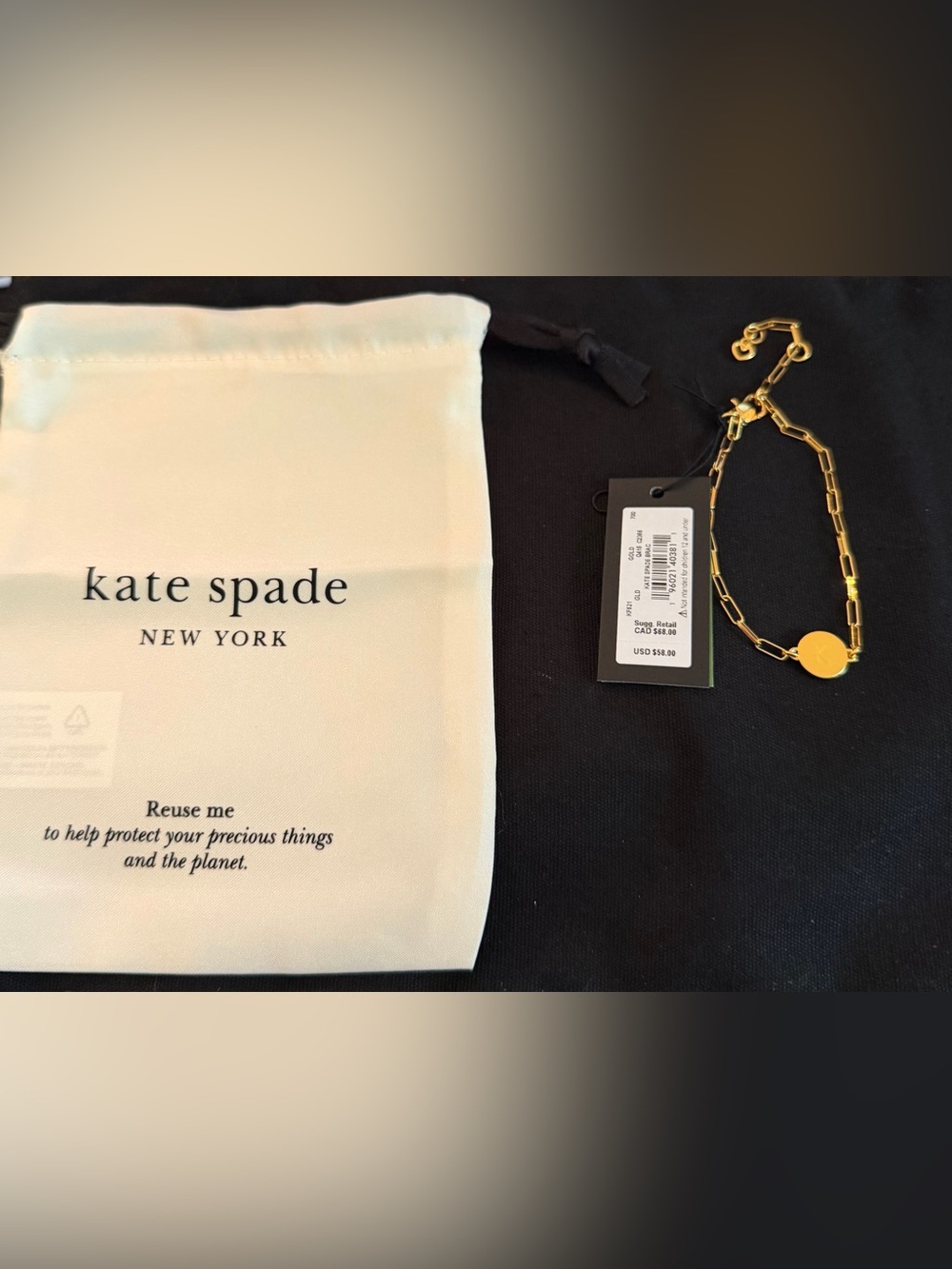 Kate Spade Gold Disc Initial 'K' Chain Bracelet